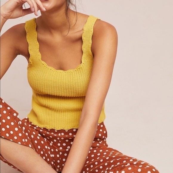 Moth Anthropologie Yellow Newport Sweater Tank, Size L - Picture 2 of 9